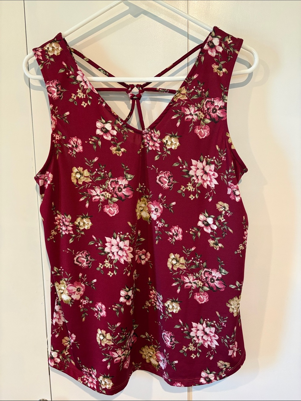 Papermoon Burgundy Floral Strappy-Back Tank